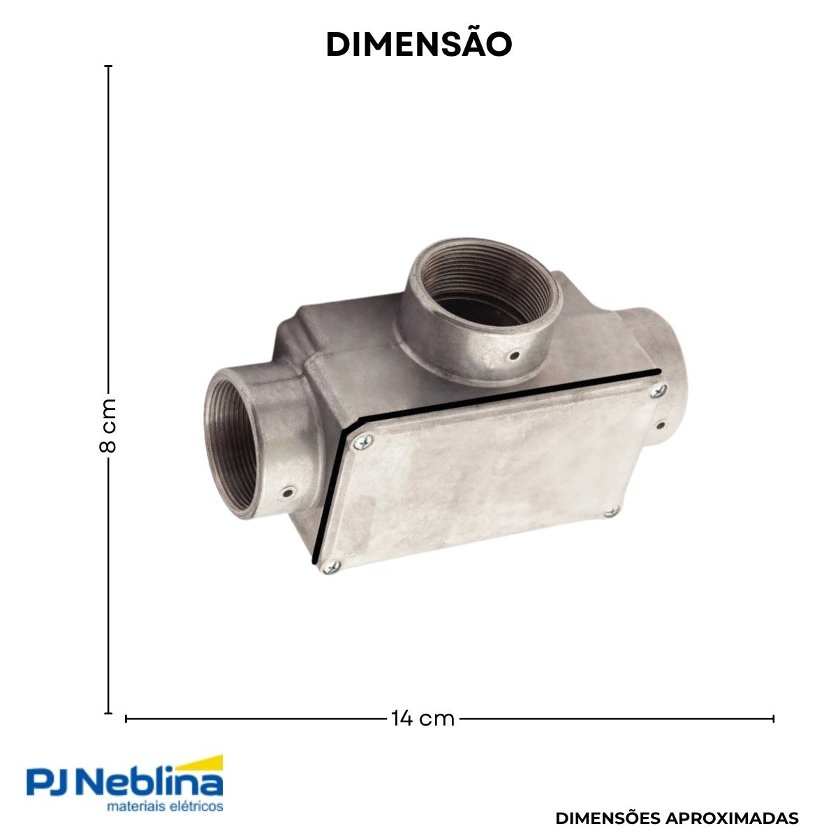 Condulete Alumínio Fixo Tipo T 2Pol C/Rosca Bsp S/Pintura C/Tampa C/Vedação Tgvp (Ip54) - Wetzel