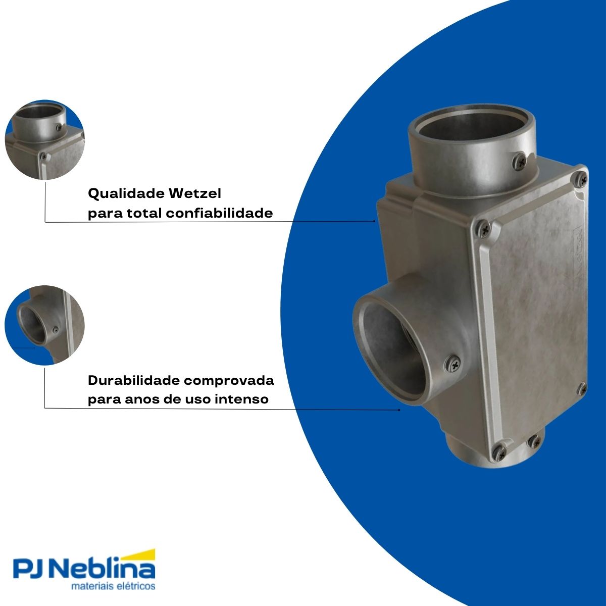 Condulete Alumínio Fixo Tipo T 1.1/2 S/Rosca S/Pintura C/Tampa S/Vedação - Wetzel