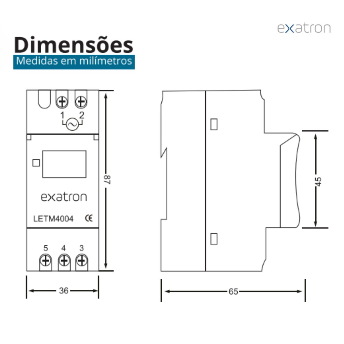 Timer Temporizador Digital Bivolt Trilho Din Ate 40 Programas 1Seg 16A LETM4004 Exatron