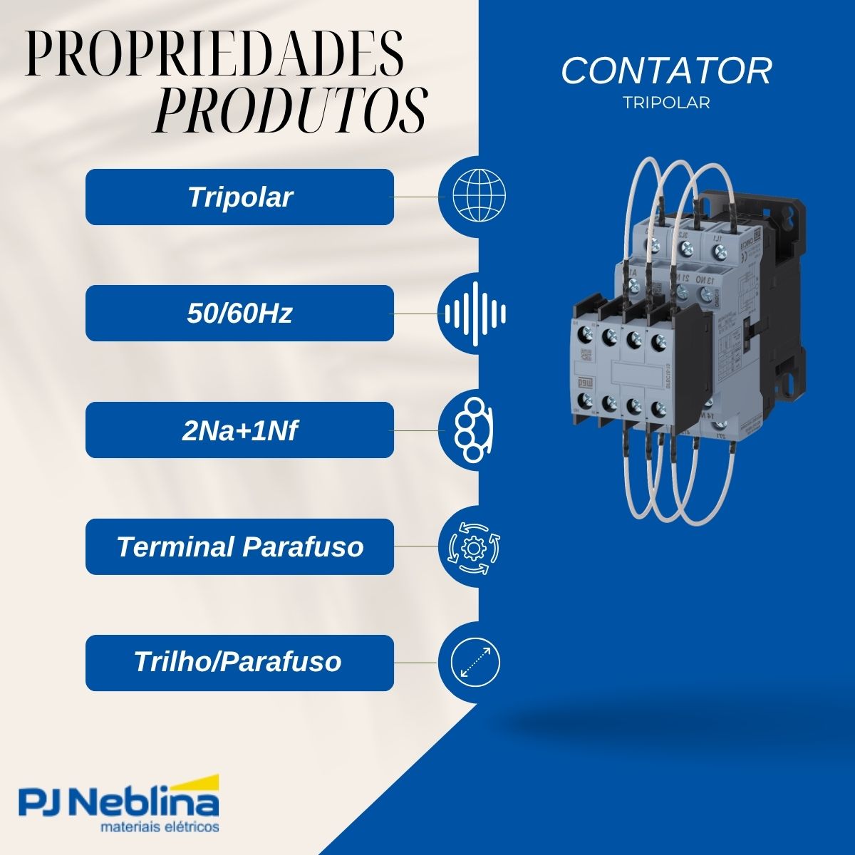 Contator Manobra Capacitor Tripolar 380V 50/60Hz 2Na+1Nf 16Kvar/380-415V 55G - Weg