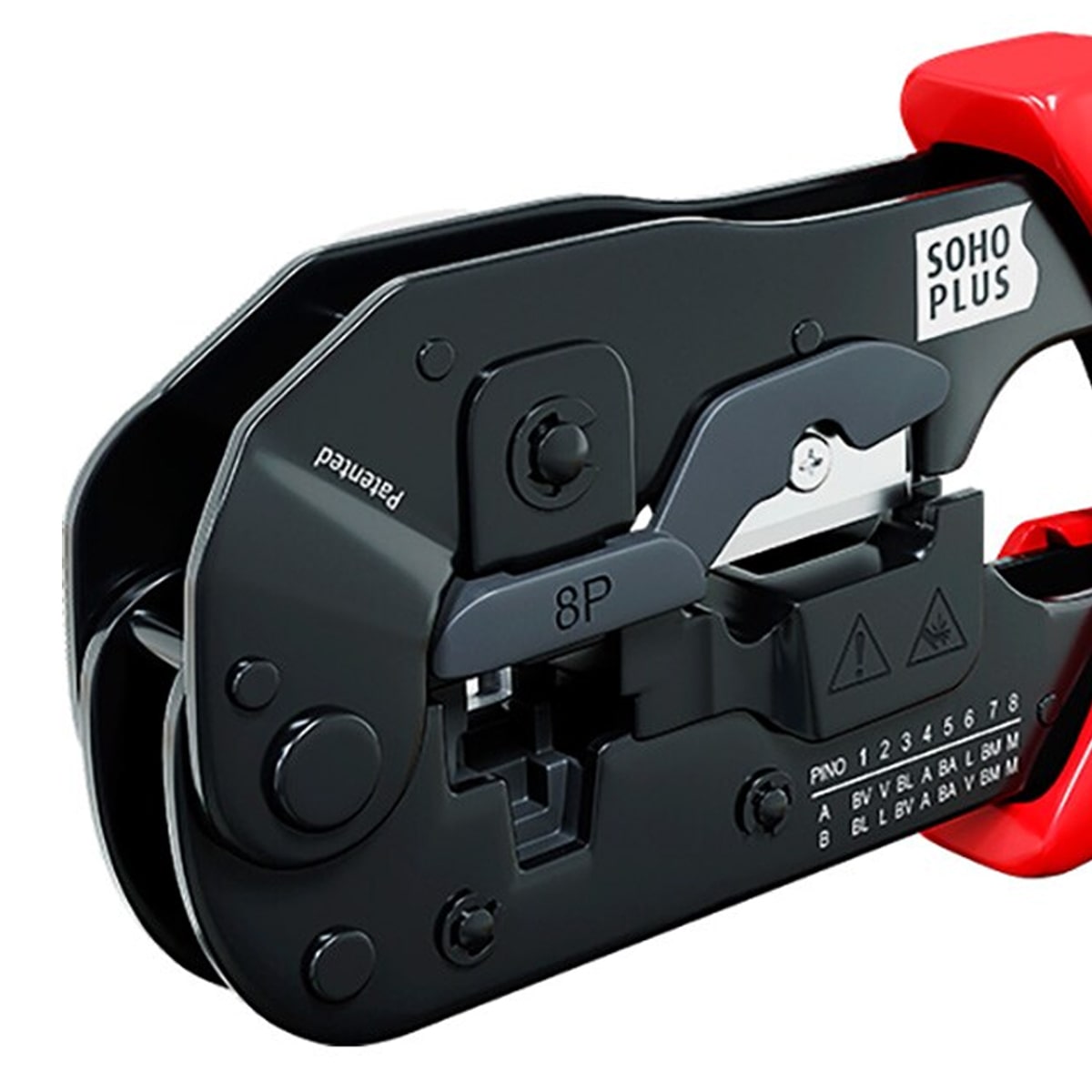 Alicate Crimpador Conector Modular Rj45 8P Preto/Vermelho Com Catraca Sohoplus 35030017 - Furukawa