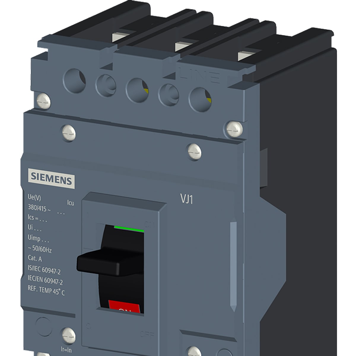 Disjuntor Caixa Moldada Tripolar 125A 18Ka 380/415V 50/60Hz Ip42 3VJ10121DA320AA0 Siemens