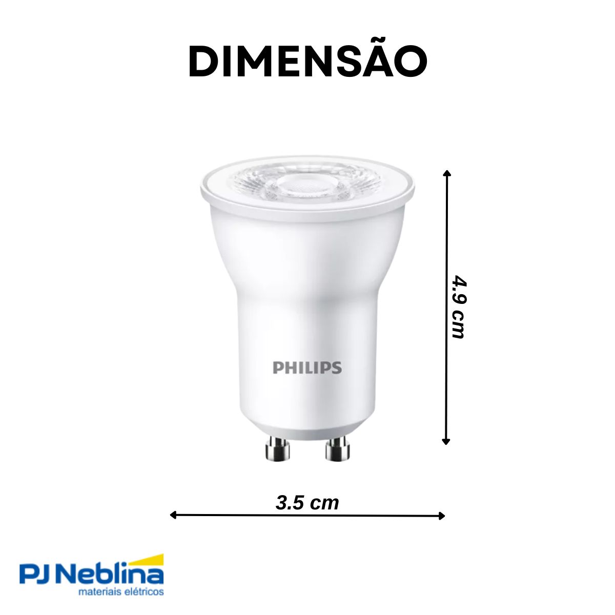 Lâmpada Led Dicroica Mr11 3,5W Bivolt Gu10 2700K Branco Quente Luz Amarela 250Lm 36G - Philips