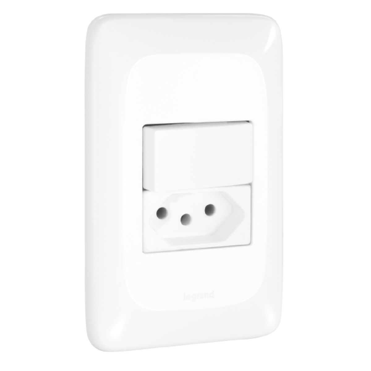 Conjunto 1 Interruptor Simples + 1 Tomada 2P+T 20A 250V Com Placa 4X2 Branco Pial Pop LGX10320 Pial