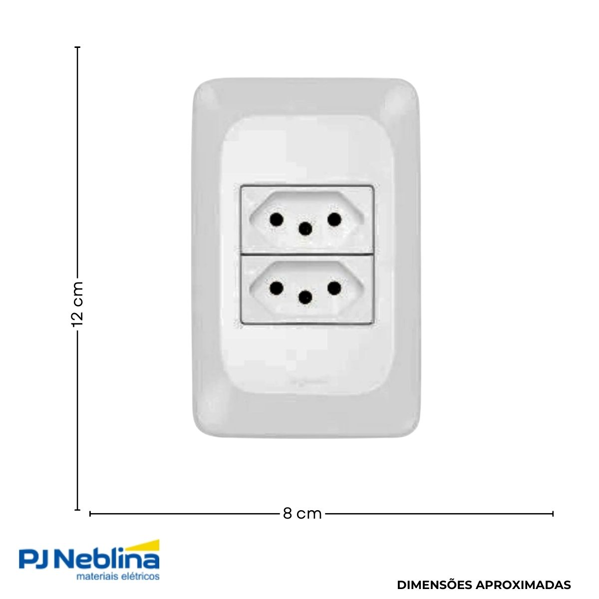 Conjunto 2 Tomadas 2P+T 10A 250V C/Placa 4X2 Branco Pial Pop - Pial