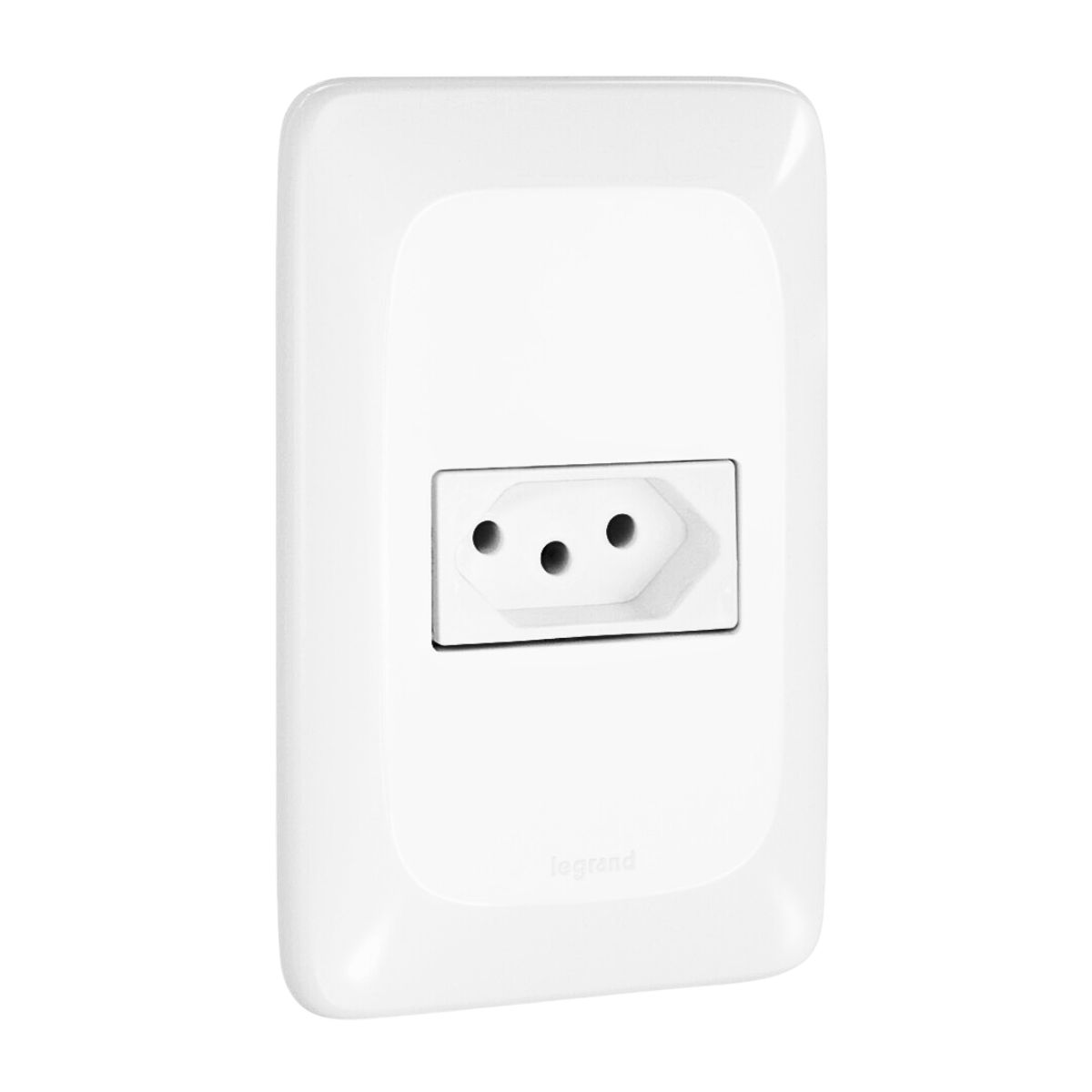 Conjunto 1 Tomada 2P+T Horizontal 10A 250V Com Placa 4X2 Branco Pial Pop LGX030 Pial