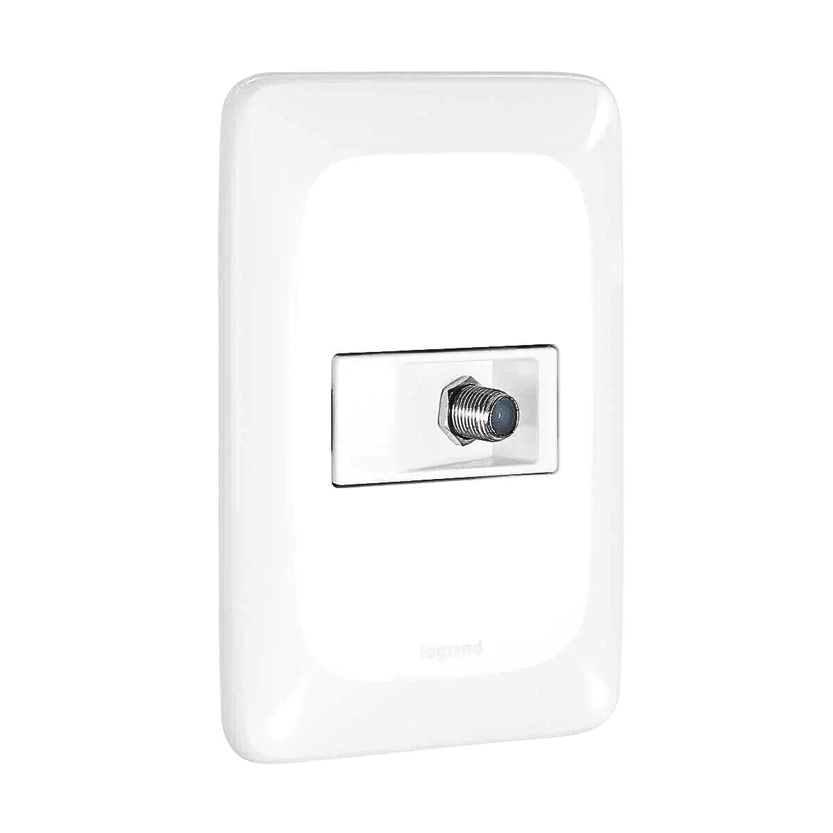 Conjunto 1 Tomada Antena Tv Coaxial Horizontal Com Placa 4X2 Branco Pial Pop LGX060 Pial