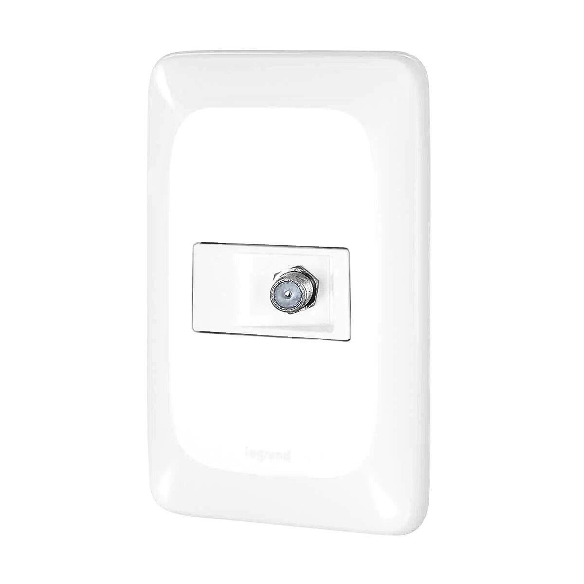Conjunto 1 Tomada Antena Tv Coaxial Horizontal Com Placa 4X2 Branco Pial Pop LGX060 Pial