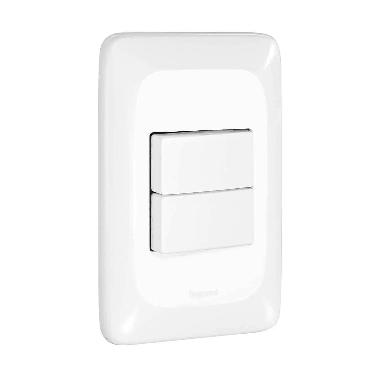 Conjunto 2 Interruptores Simples Com Placa 4X2 Branco Pial Pop LGX101 Pial