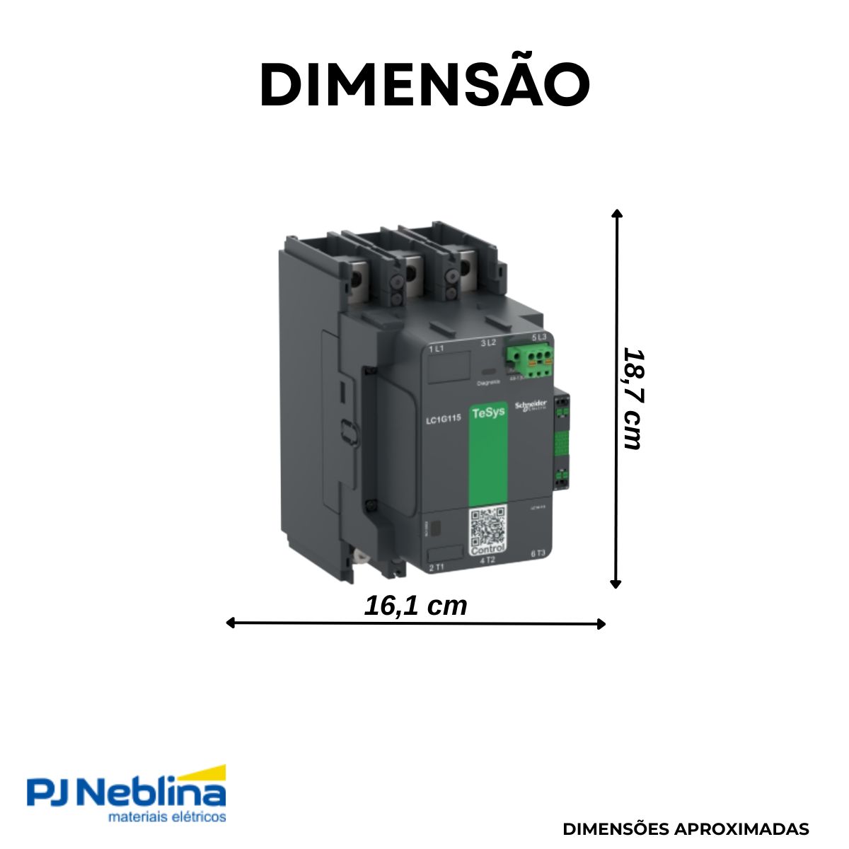 Contator Potencia Tripolar 185A 100-250Vca/Cc 1Na+1Nf 50/60Hz - Schneider