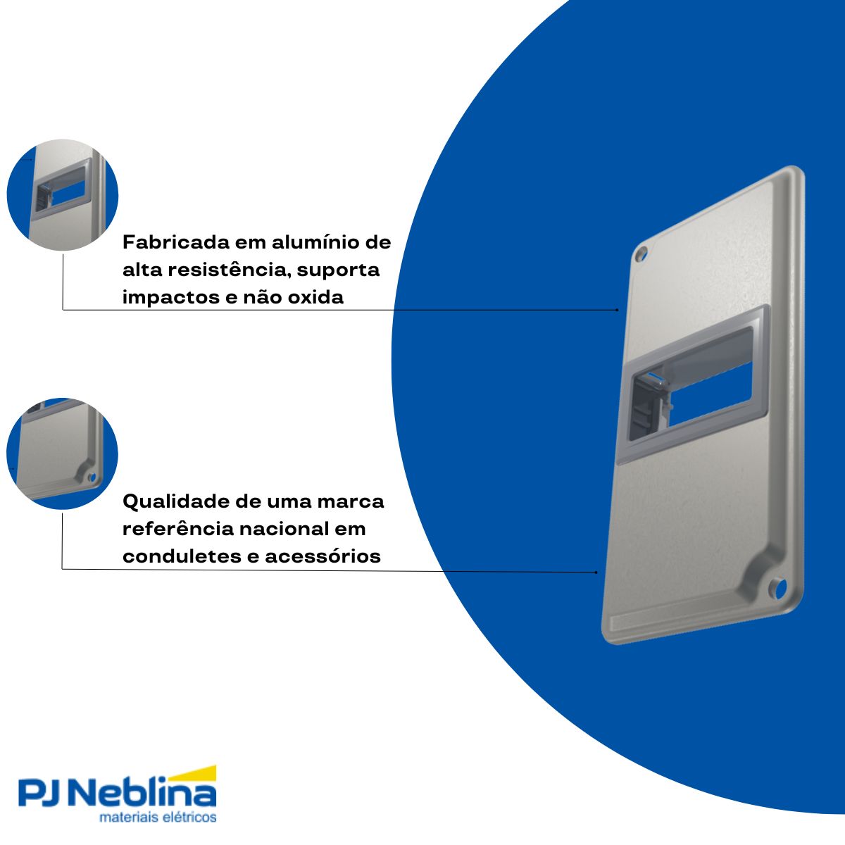 Tampa Condulete 1 Mod Horizontal Alumínio 1Pol C/Pintura Cinza S/Vedação - Wetzel