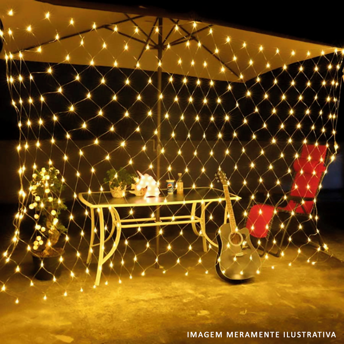 Cortina Luminosa 300 Leds 8 Funções 127V 9W Branco Quente 3X2 - Euroamerica