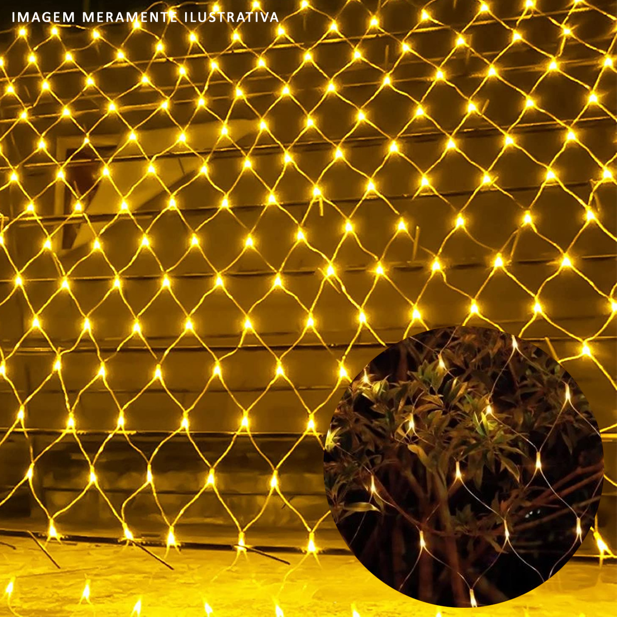 Cortina Luminosa 300 Leds 8 Funções 127V 9W Branco Quente 3X2 - Euroamerica