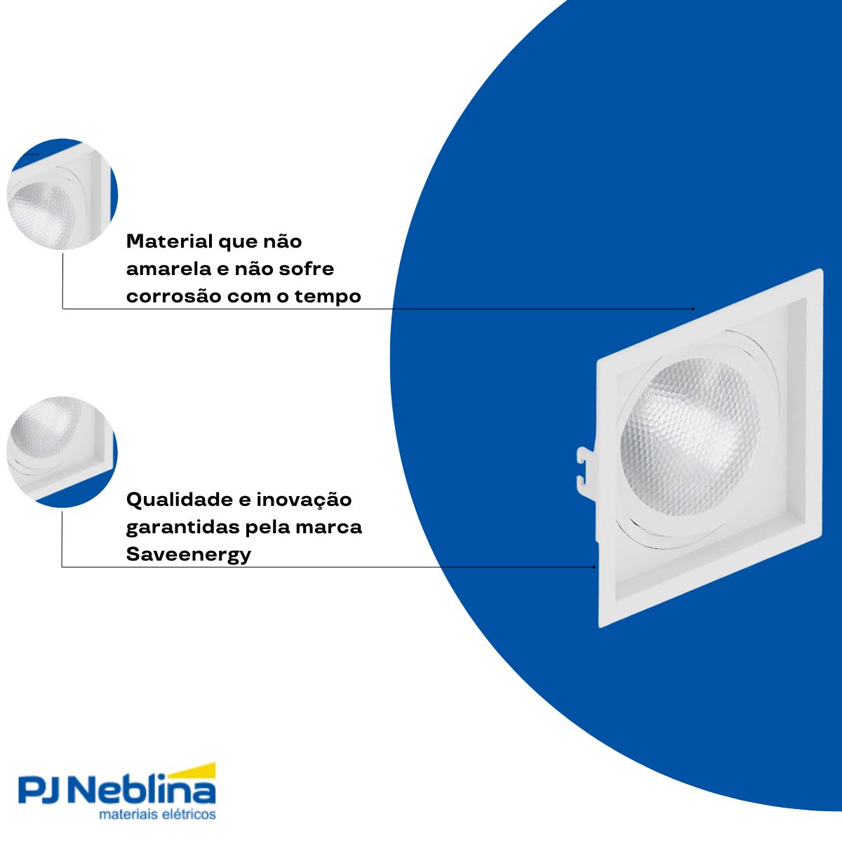 Luminária Spot Embutir Quadrado Branco P/Lâmpada Par30 E27 Recuado - Saveenergy