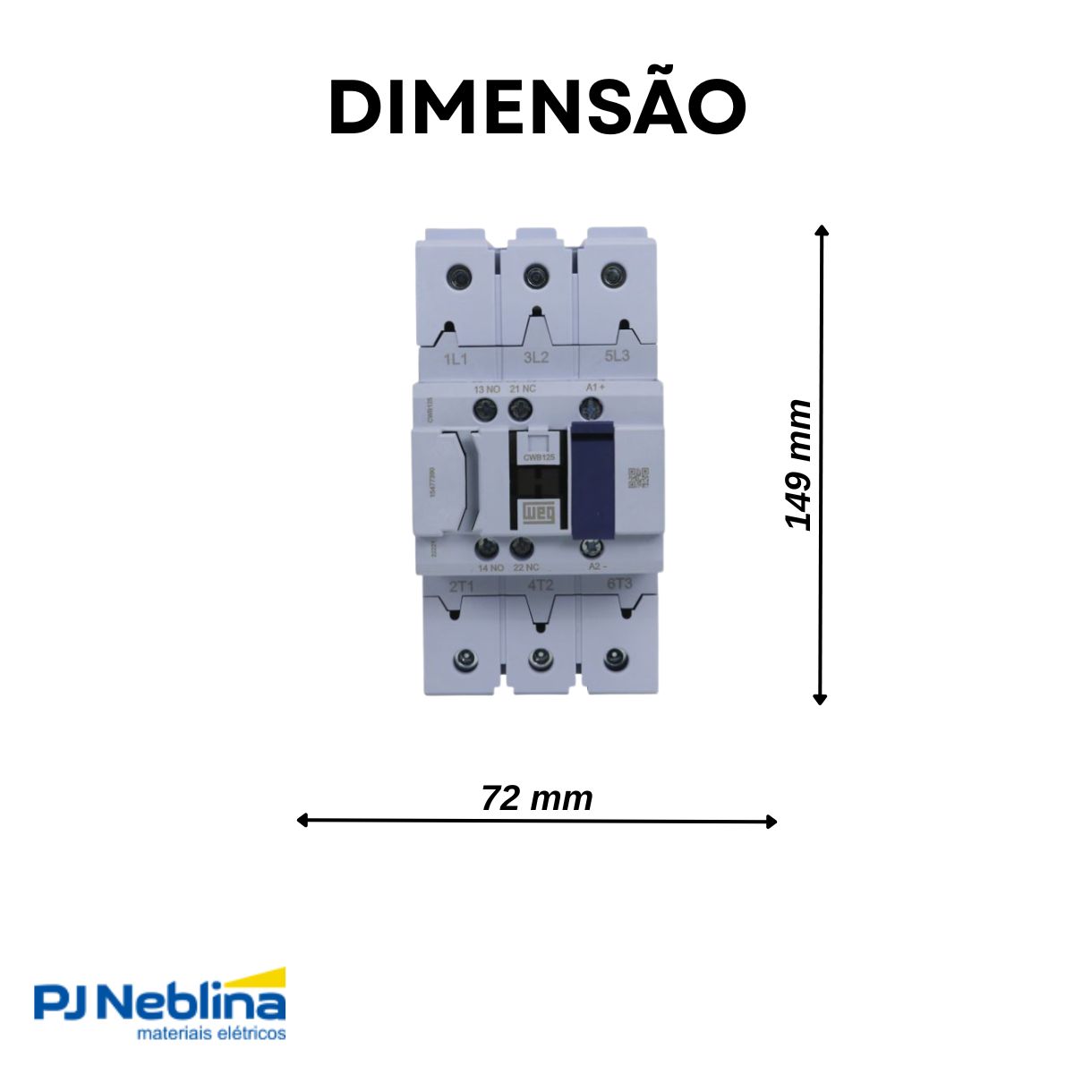Contator Potencia Tripolar 125A 24-60Vca/Cc 1Na+1Nf 50/60Hz - Weg