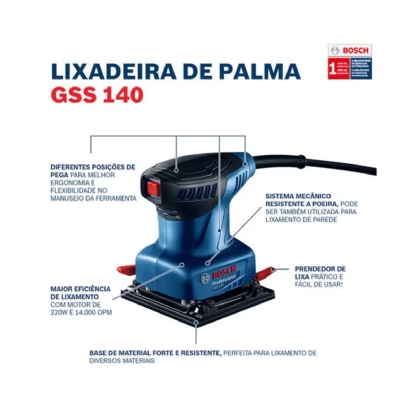 Lixadeira Orbital Profissional Gss 140 220W 220V - Bosch