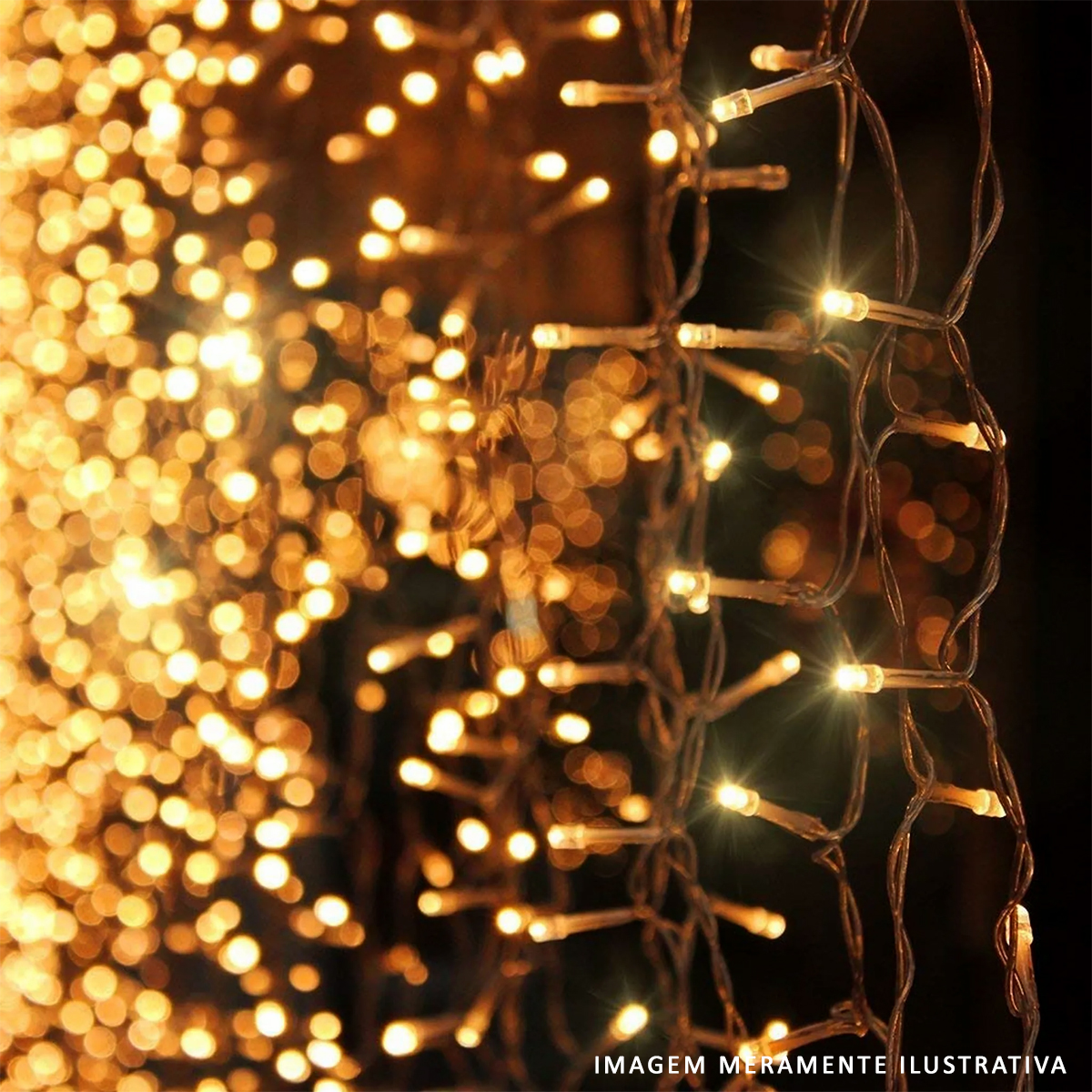 Cortina Luminosa 300 Leds Branco Quente 127V Com Função Fio Branco - Euroamerica