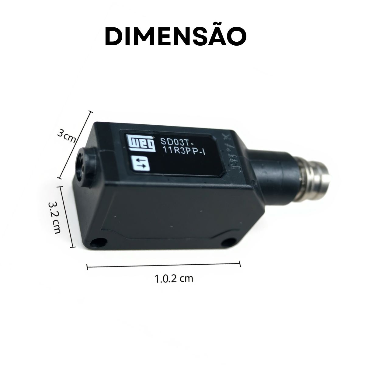 Sensor Fotoelétrico Difuso Sn=800Mm 31X20X11,2Mm Plástico 12-24Vcc Conector M8 Pnp IP67 3 Leds Weg