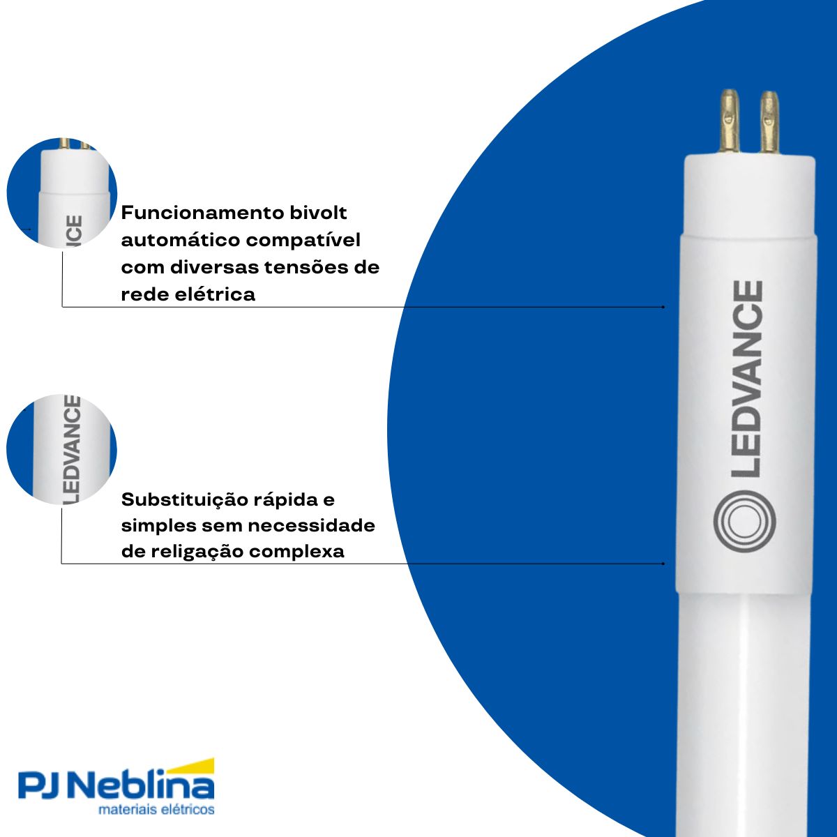 Lâmpada Led Tubular T5 26W Bivolt G5 6500K Branco Frio Luz Branca 3900Lm - Ledvance