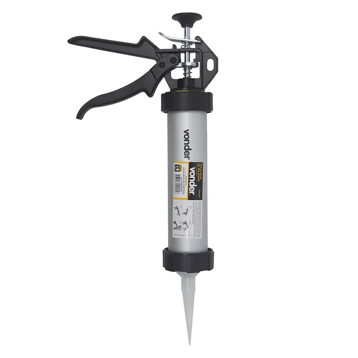 Aplicador Tubular Para Silicone 400Ml Alumínio Cinza - Vonder