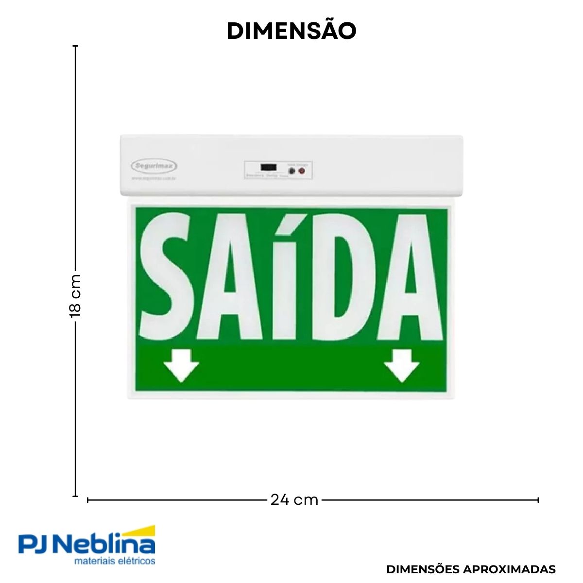Luminária Emergência Led Balizam Sobrepor Saída 7/35,2W Bivolt C/5 Leds 7000K Branco Frio 30Lm 3H Ip20 C/Seletor 24X18-Sa - Segurimax