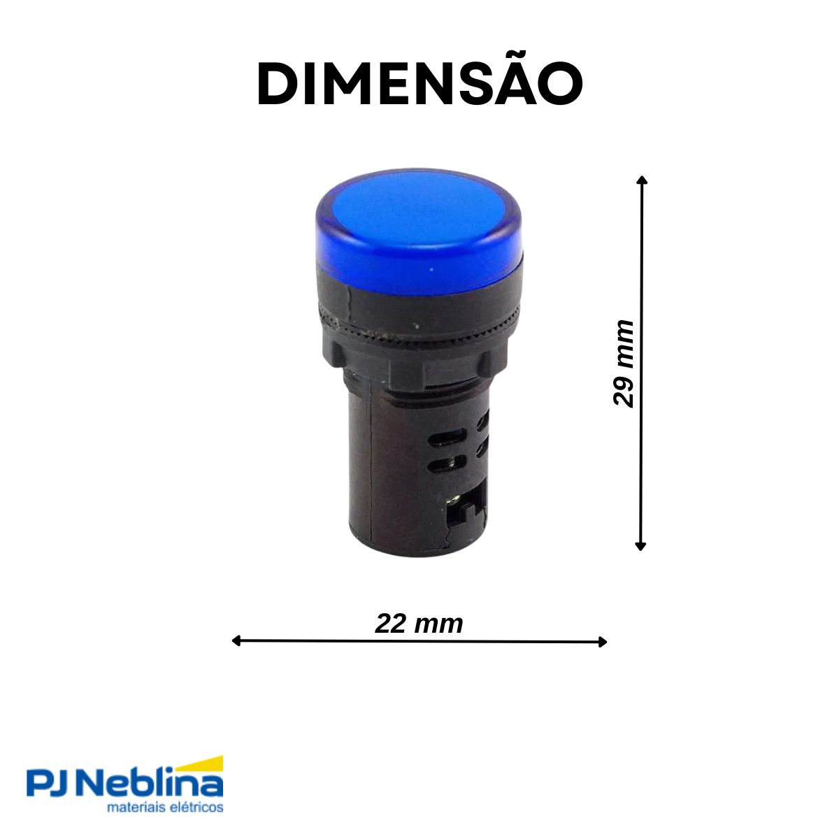 Sinaleiro Monobloco Faceado Redondo 22Mm 110-130Vcc Plástico Led Azul Plástico Pt Ip54 - Weg