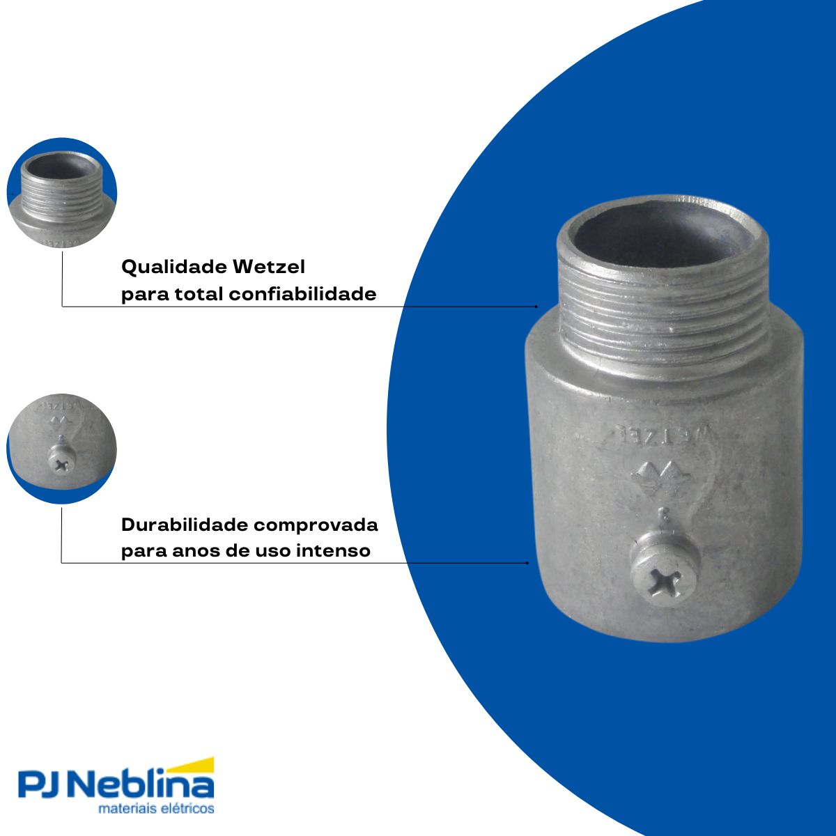 Unidut Cônico Reto Alumínio Cinza 1.1/2 Bsp - Wetzel