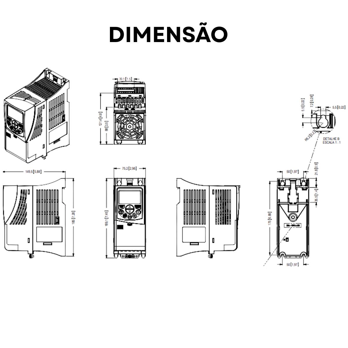 Inversor Frequência Trifásico 380-480V 50/60Hz 4,3A 2,2Kw - Weg