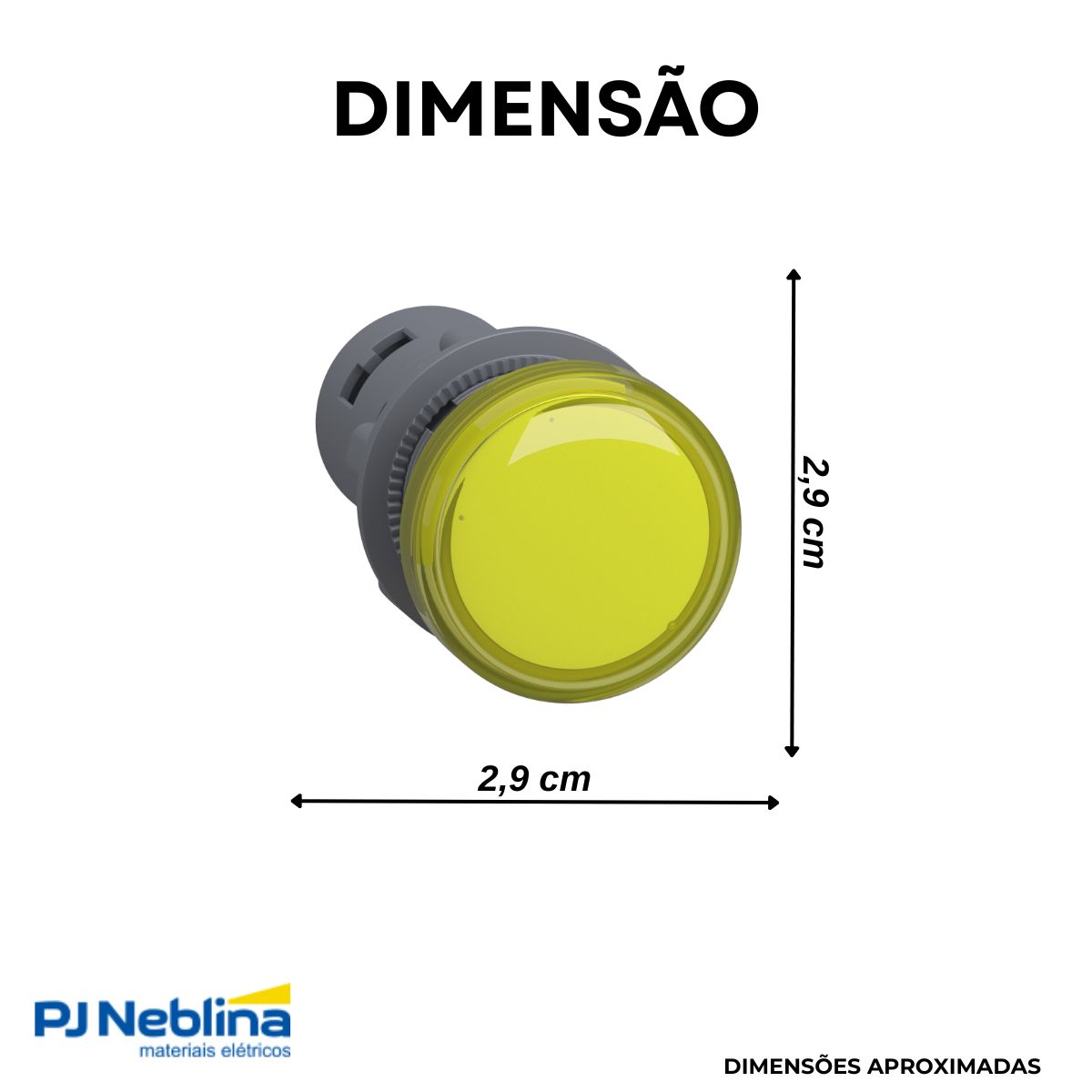 Sinaleiro Monobloco Faceado Redondo 22Mm 24Vca/Cc Plástico Led Amarelo Terminal Parafuso Plástico Preto Ip65 - Schneider