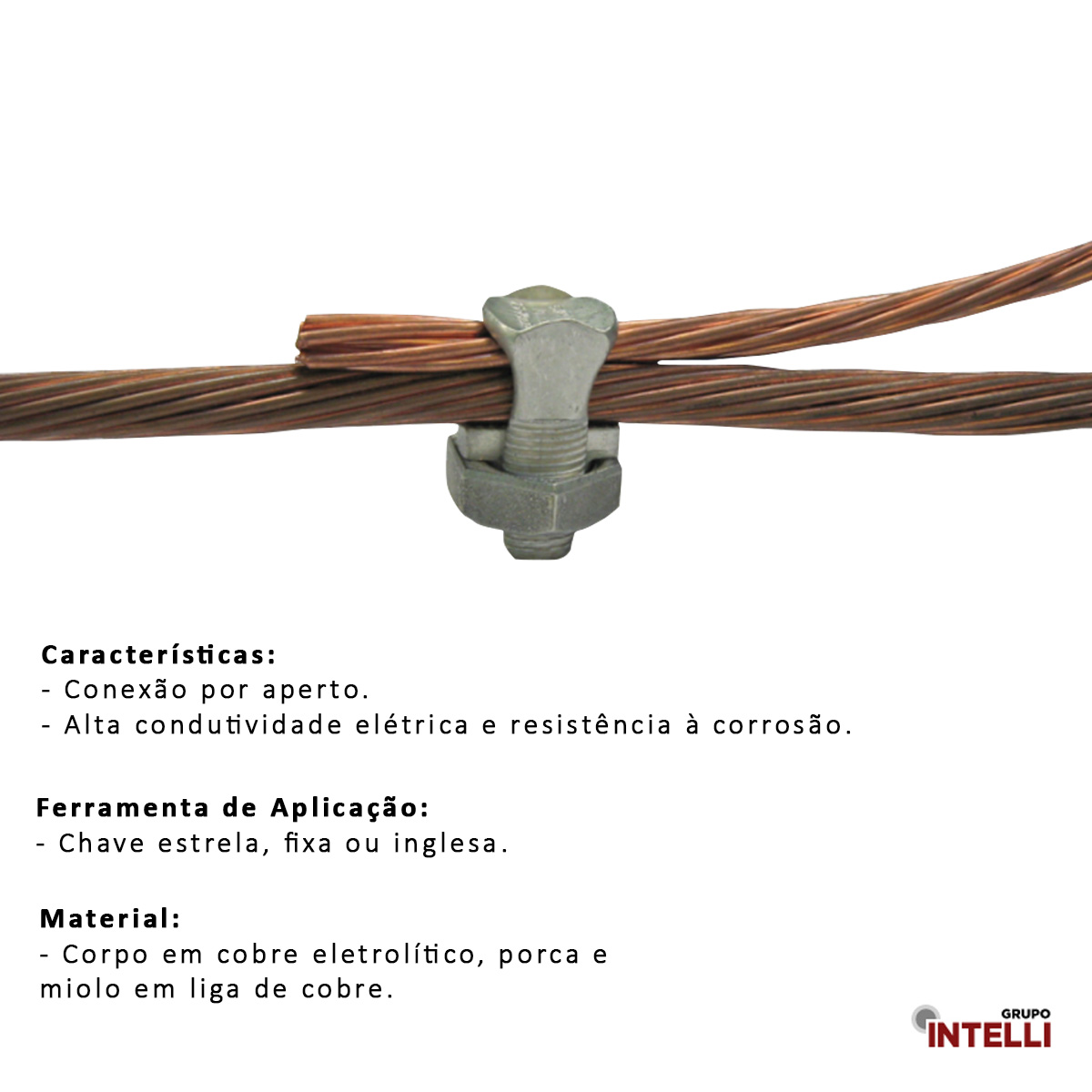 Conector Parafuso Fendido Split-Bolt Simples 50Mm Cobre Intelli