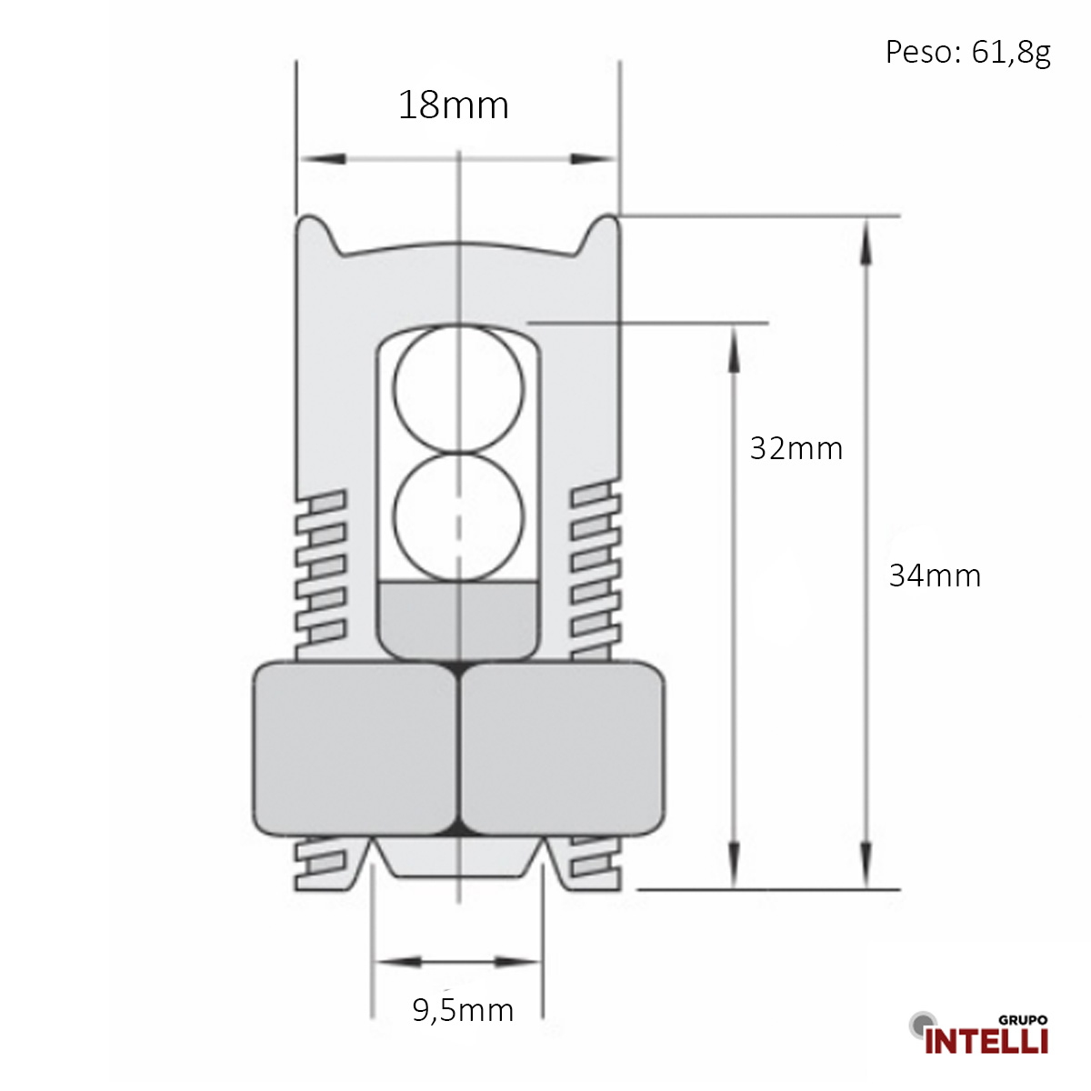 Conector Parafuso Fendido Split-Bolt Simples 50Mm Cobre Intelli