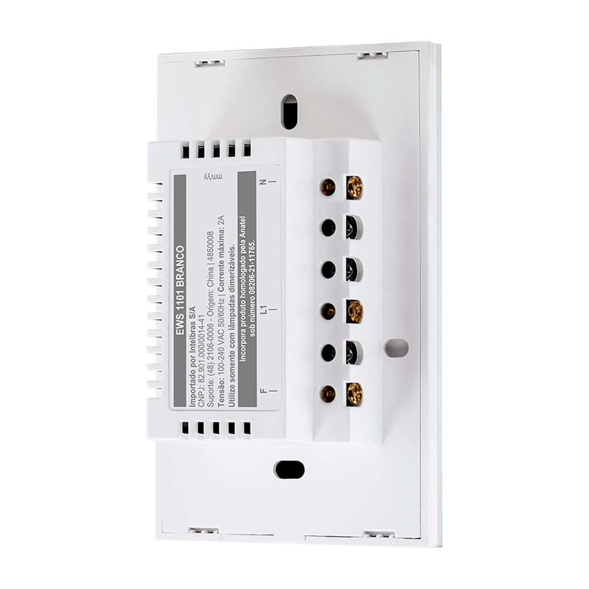 Interruptor Inteligente Smart Wifi Dimmer Touch 3 Botões Bivolt 4X2 Branco Android/iOS - Intelbras
