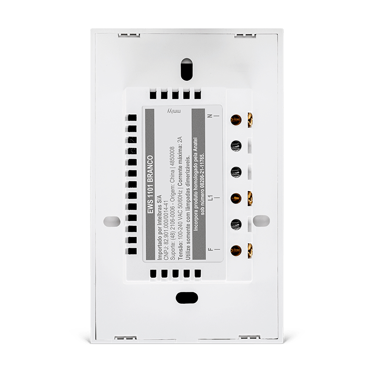 Interruptor Inteligente Smart Wifi Dimmer Touch 3 Botões Bivolt 4X2 Branco Android/iOS - Intelbras