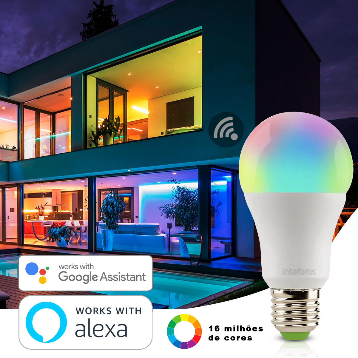 Lâmpada Led Inteligente Smart Wifi 10W Bivolt E27 RGB - Intelbras