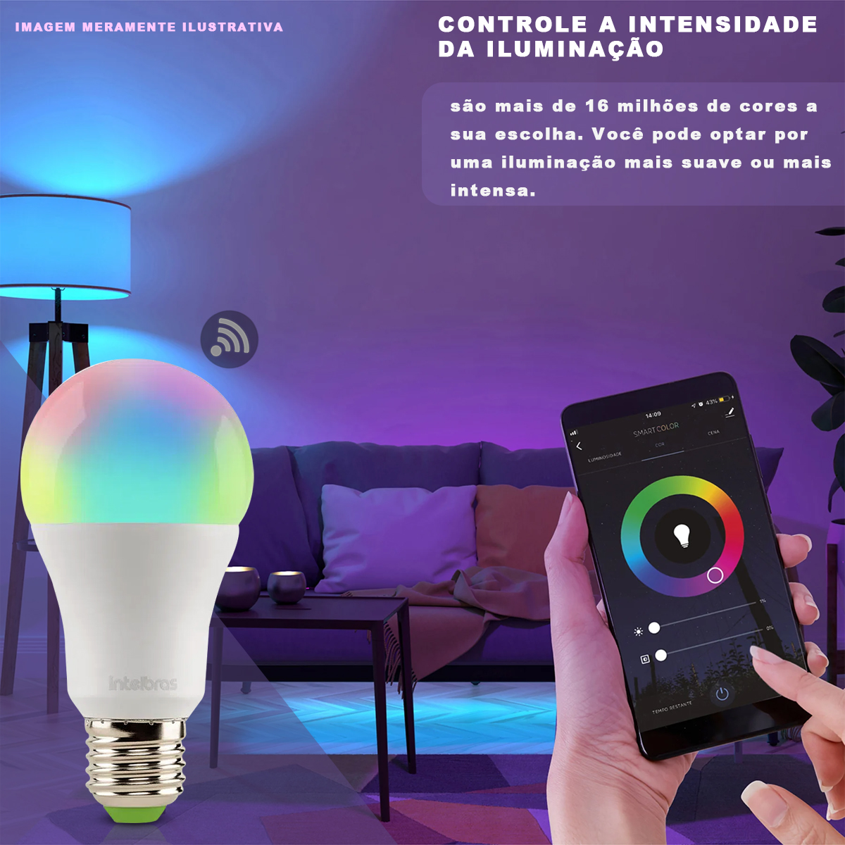 Lâmpada Led Inteligente Smart Wifi 10W Bivolt E27 RGB - Intelbras