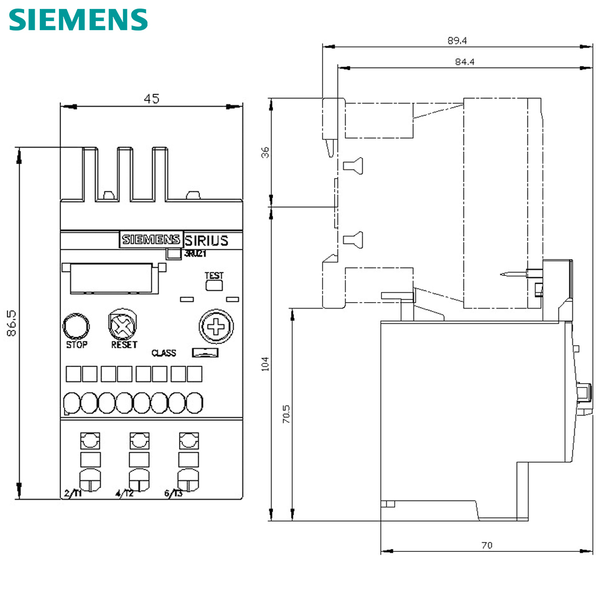 Relé De Sobrecarga Térmico 0,7-1,0A Classe 10 3RU21160JC0 Siemens