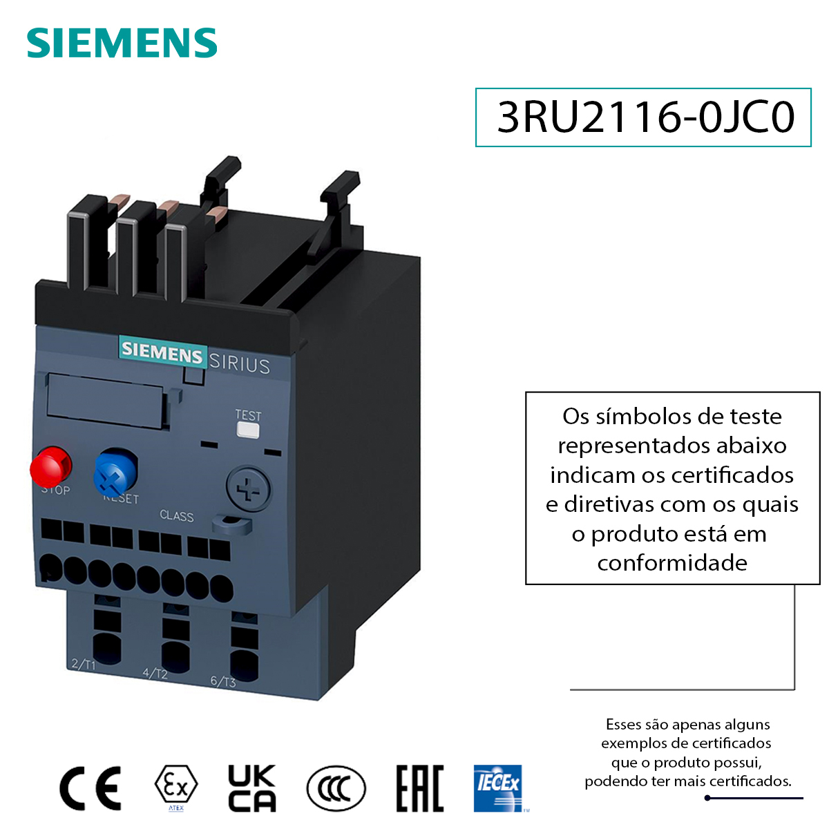 Relé De Sobrecarga Térmico 0,7-1,0A Classe 10 3RU21160JC0 Siemens