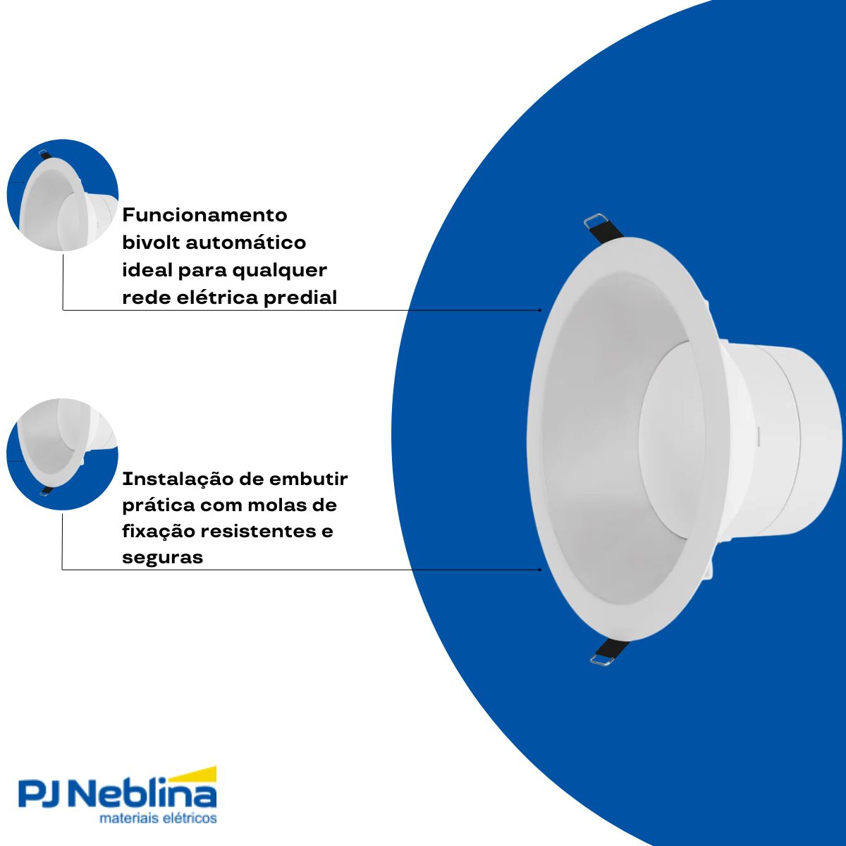Luminária Downlight Led Embutir Redondo Branco 21W Bivolt 4000K Branco Neutro 2100Lm Difusor Policarbonato - Ledvance