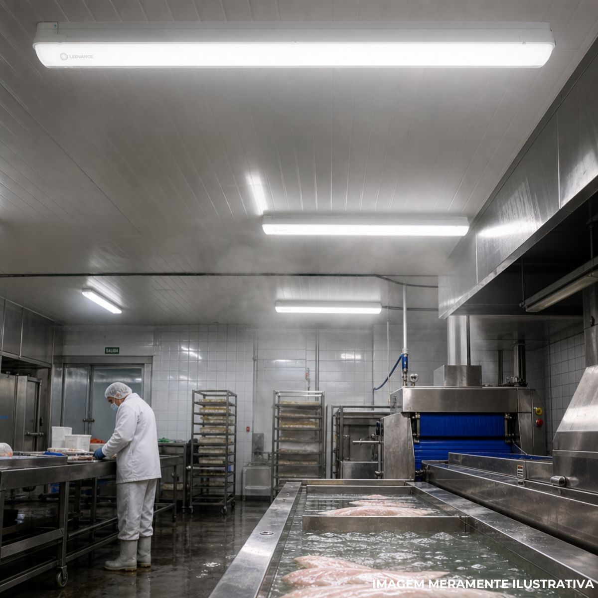 Luminária Hermética Led Sobrepor 43W Bivolt 4000K Branco Neutro Bc Difusor Policarbonato 4800Lm Ip65 Emergência - Ledvance