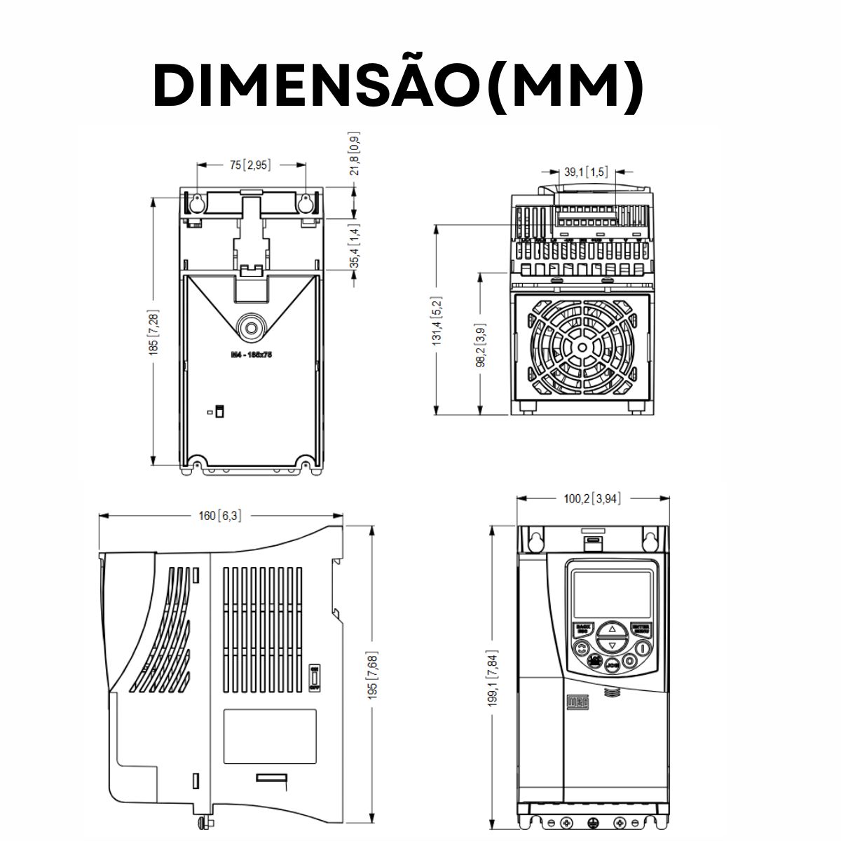 Inversor Frequência Trifásico 380-480V 50/60Hz 10A 5,5Kw - Weg