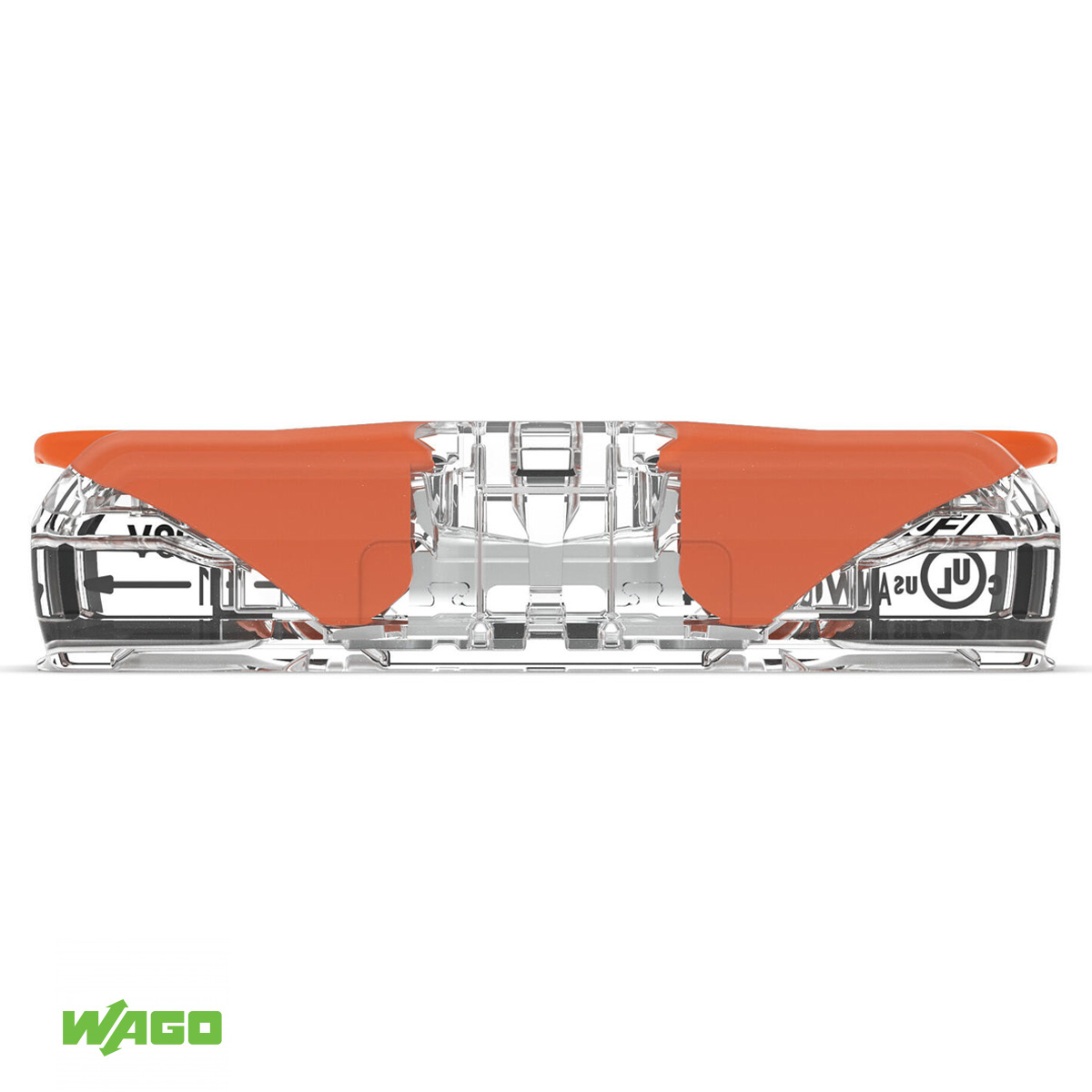Conector Elétrico Emenda Fêmea Laranja/Transparente 2 Polos 4Mm Com Alavanca 221-2411 - Wago