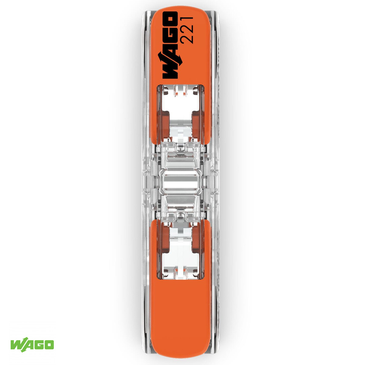 Conector Elétrico Emenda Fêmea Laranja/Transparente 2 Polos 4Mm Com Alavanca 221-2411 - Wago
