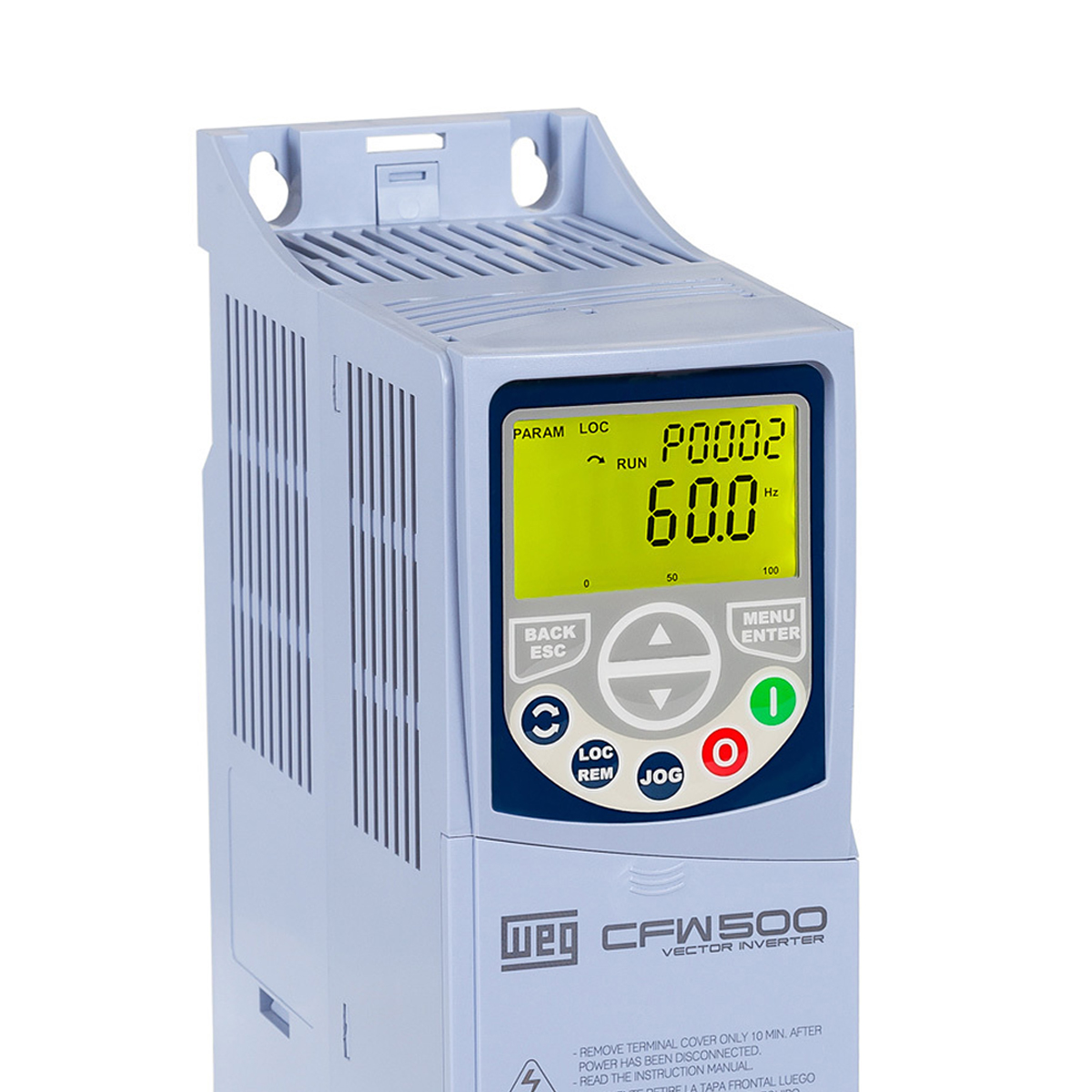 Inversor Frequência Monofásico/Trifásico 200-240V 50/60Hz 2,6A 0,55Kw CFW500A02P6B2NB20G2 - WEG