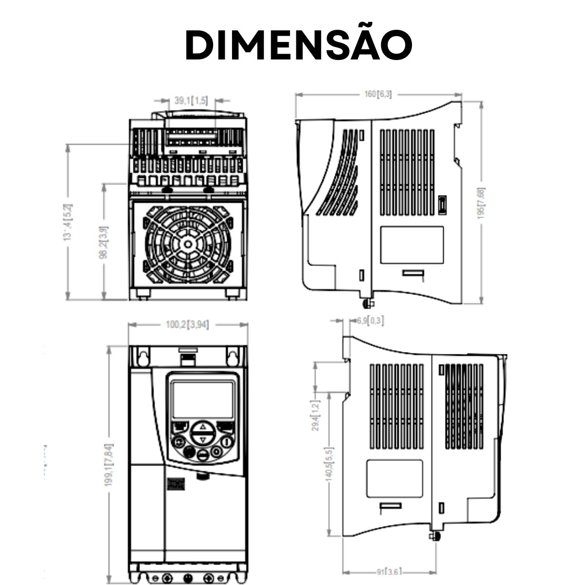Inversor Frequência Monofásico/Trifásico 200-240V 50/60Hz 10A 2,2Kw - Weg
