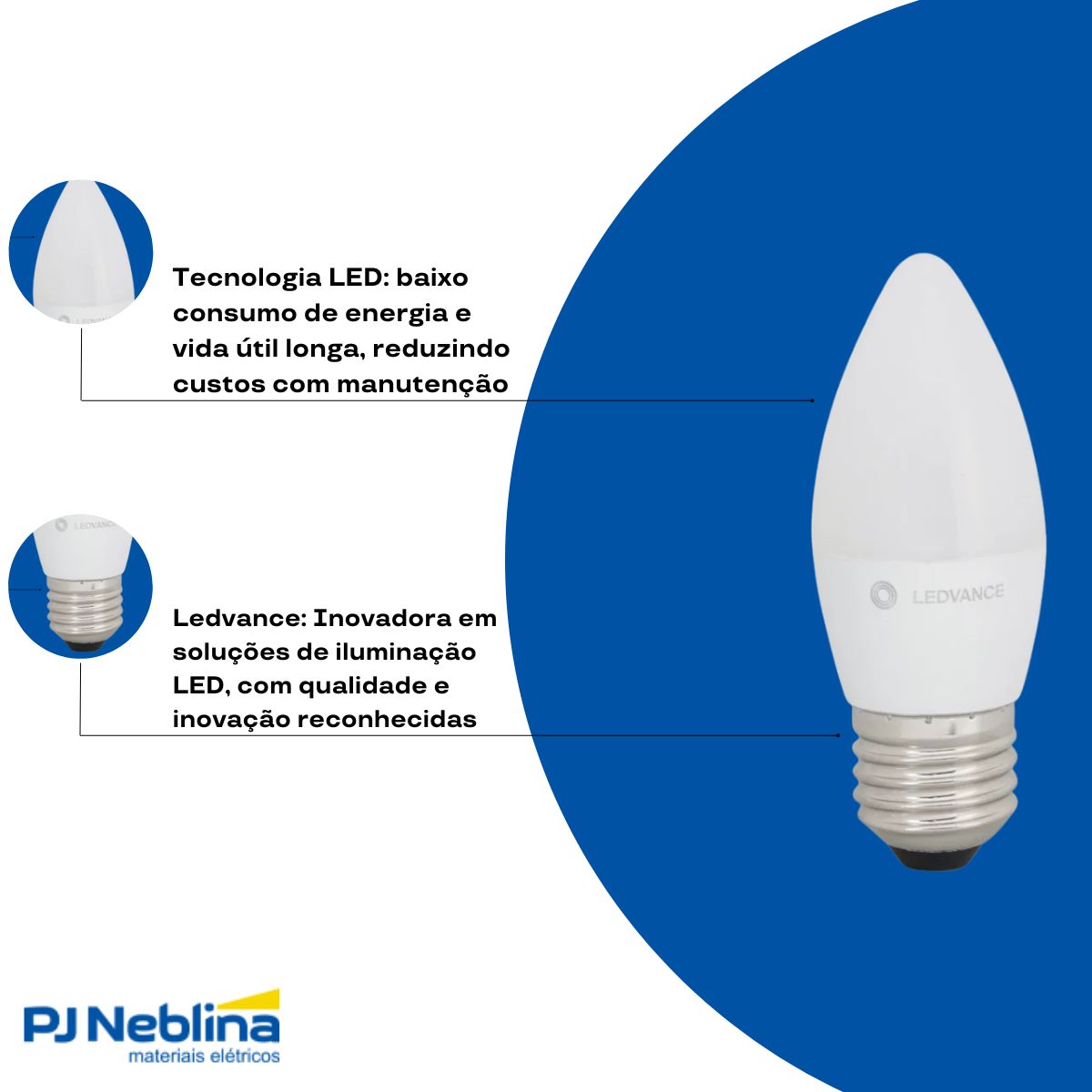 Lâmpada Led Vela Fosca 3W Bivolt E27 2700K Branco Quente Luz Amarela 260Lm - Ledvance