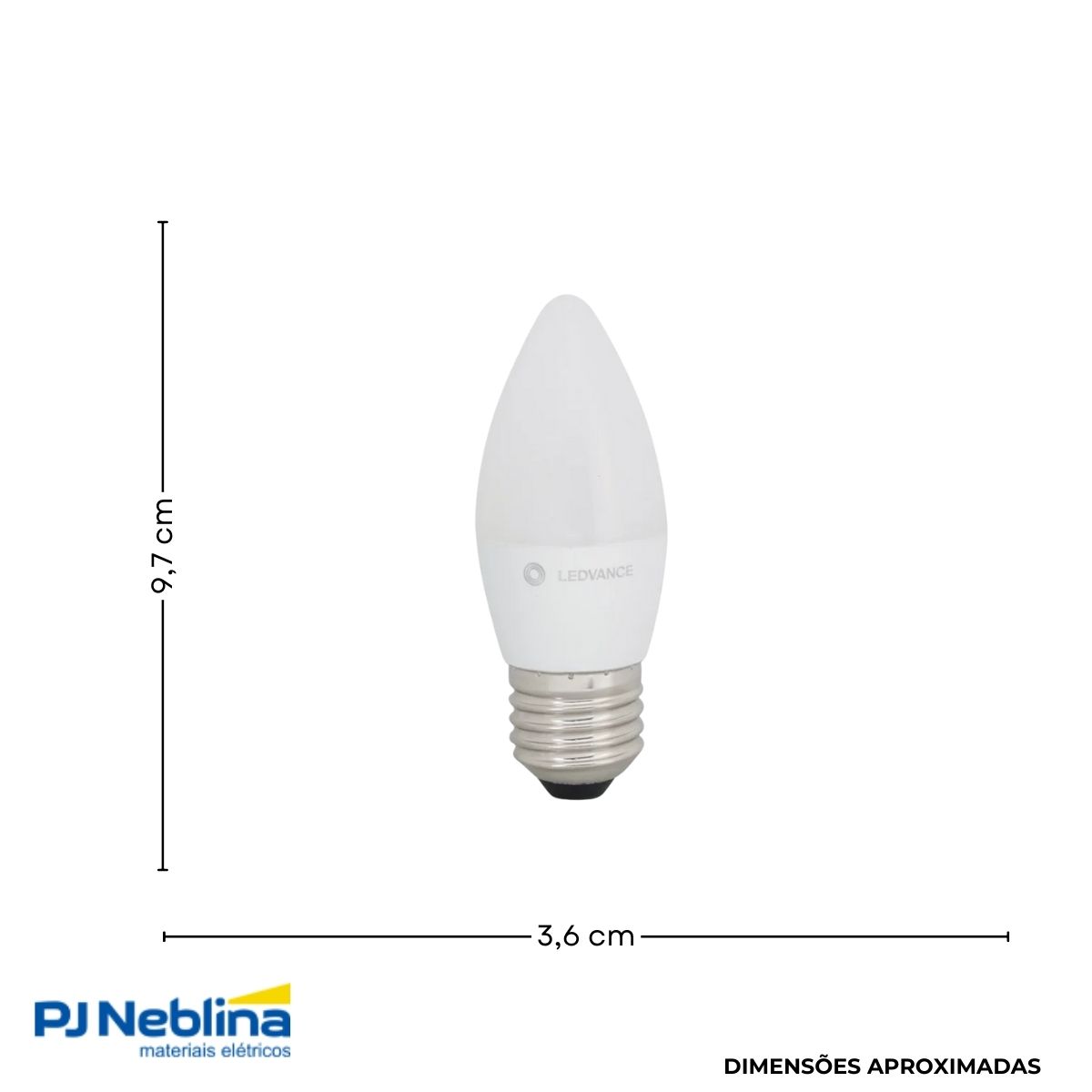 Lâmpada Led Vela Fosca 3W Bivolt E27 2700K Branco Quente Luz Amarela 260Lm - Ledvance