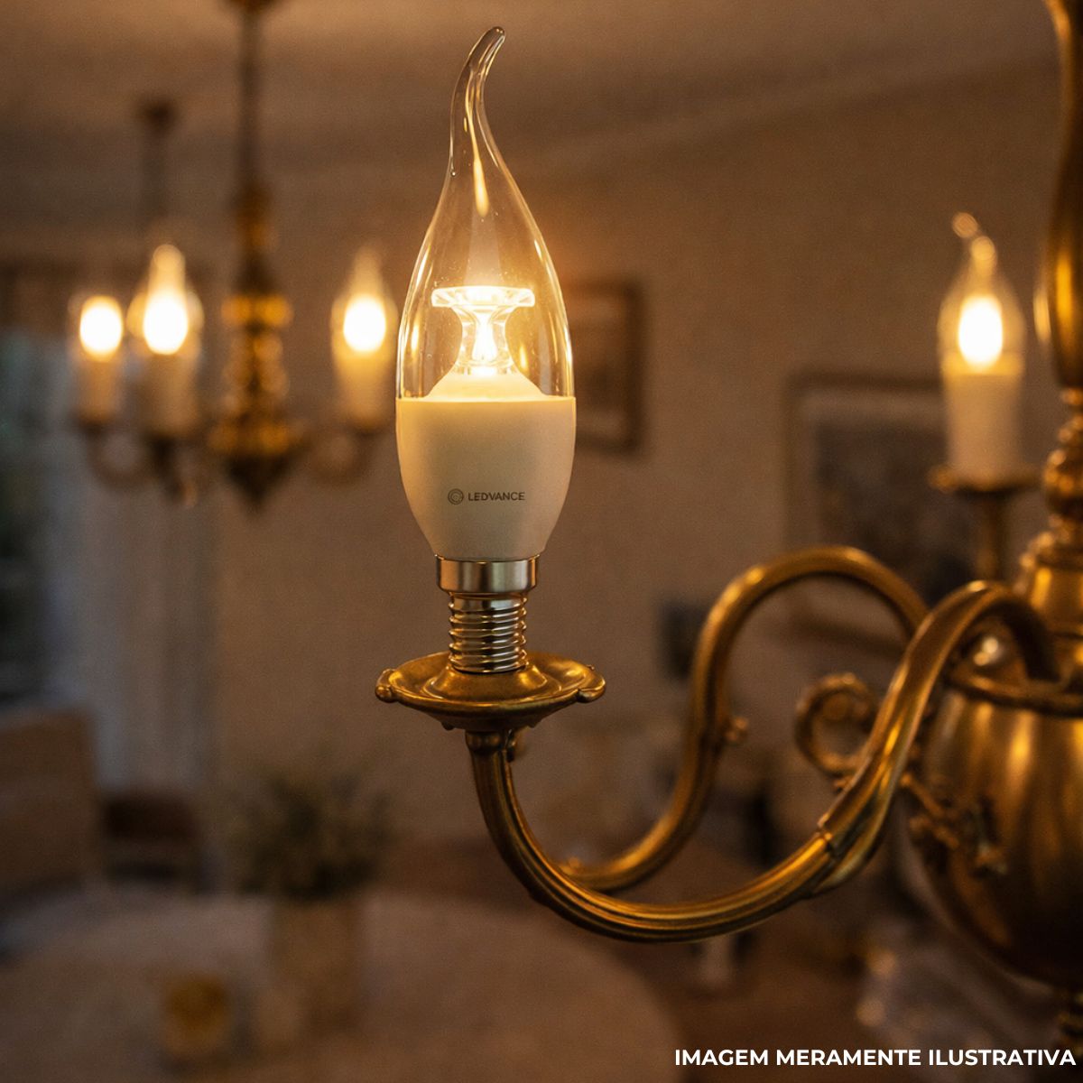 Lâmpada Led Vela Chama 3W Bivolt E14 2700K Branco Quente Luz Amarela 260Lm - Ledvance