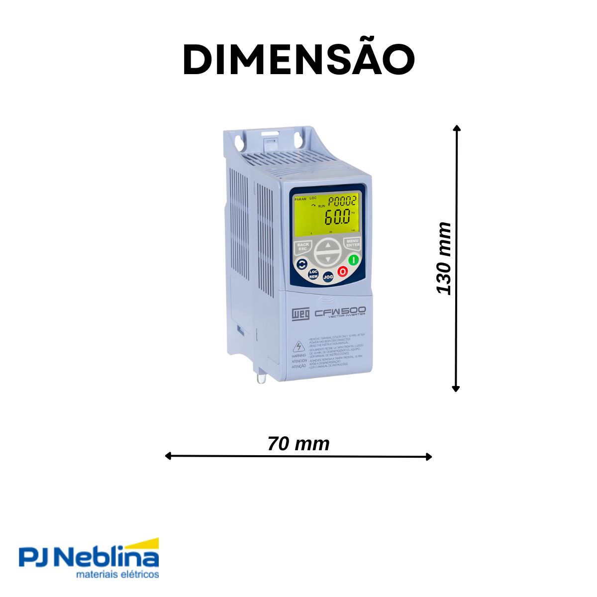 Inversor Frequência Trifásico 380-480V 50/60Hz 1,6A 0,75Kw - Weg