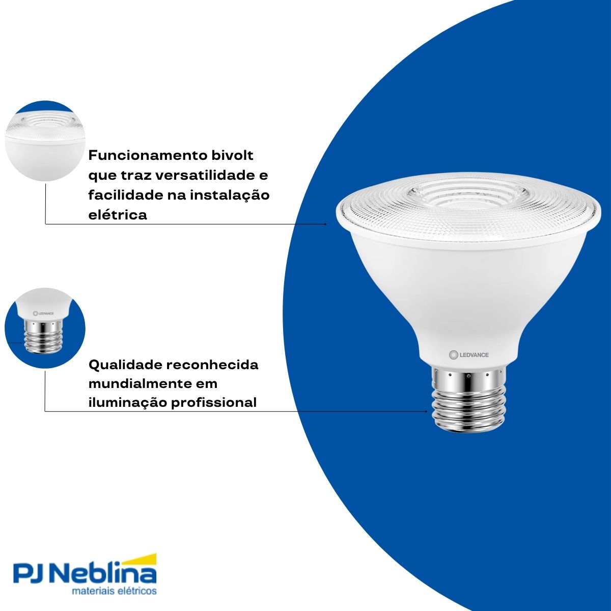 Lâmpada Led Par30 9,5W Bivolt E27 4000K Branco Neutro Luz Branca 940Lm - Ledvance