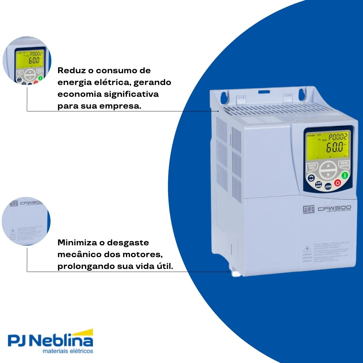 Inversor Frequência Trifásico 380-480V 50/60Hz 16A 9,2Kw - Weg